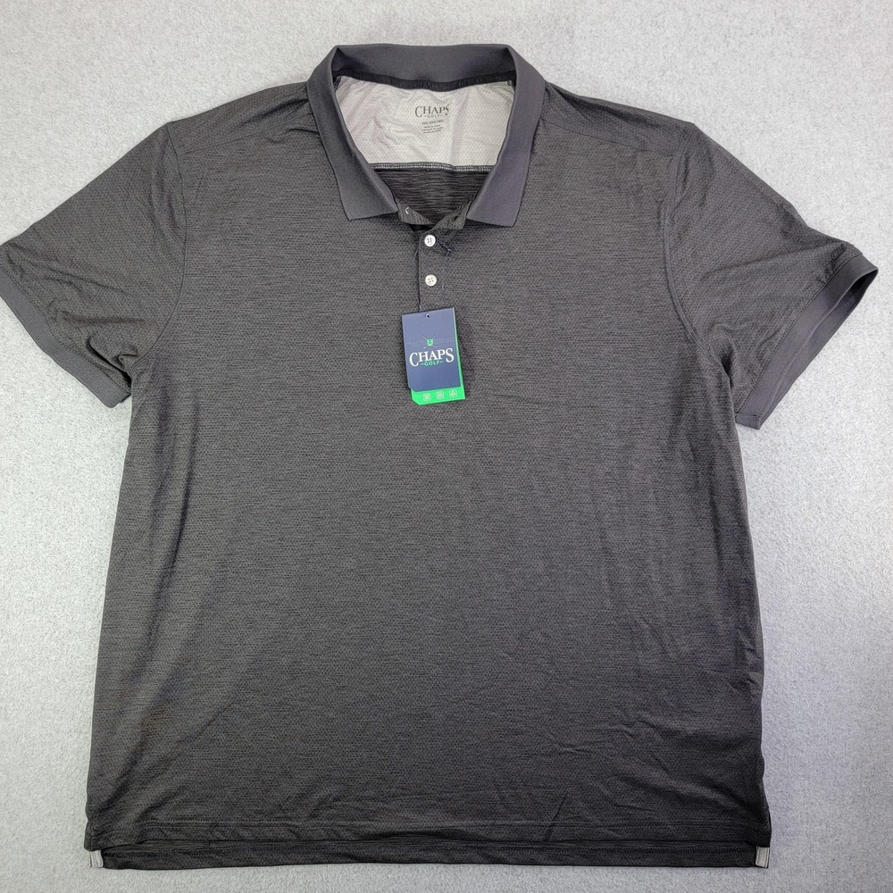 Chaps Polo Shirt Mens 3XL Black Core Golf Stretch Short Sleeve Performance